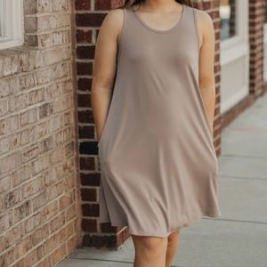 NEW Lovecrazy Mocha Light Brown Casual Sleeveless Tank Dress
